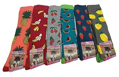 £3.99 • Buy Fruit Print Ladies Welly Boot Socks Long Design Funky Wellington Sock Size 4-7