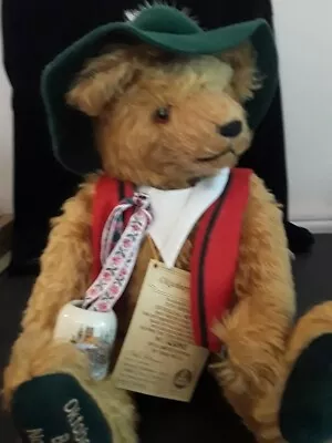 VTG OKTOBERFEST MOHAIR HERMANN TEDDY BEAR MUSICAL W/ MUG & ALL TAGS  17  GERMANY • $35