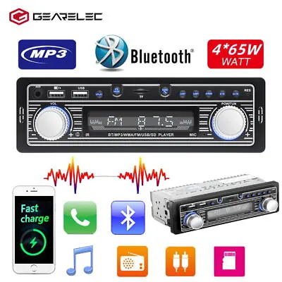 $19.99 • Buy 65W Bluetooth Vintage Car Radio MP3 Player Dual USB Classic Stereo Receiver AUX