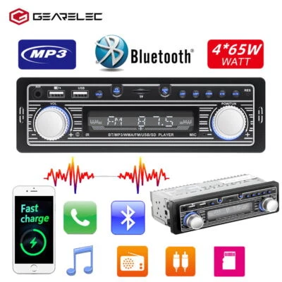$19.99 • Buy 65W Bluetooth Vintage Car Radio MP3 Player Dual USB Classic Stereo Receiver AUX