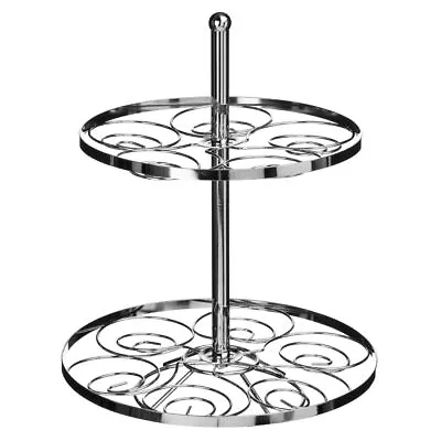 33cm 2 Tier Chrome Reflective Metal Cup Cake Stand Elegant Holder Centrepiece • £6.95