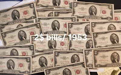 1953 Two Dollar Bill Red Seal Note Randomly Hand Picked G - Fine  • $8