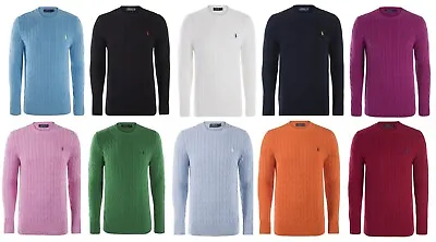 RALPH LAUREN Cable Knit Jumpers/Pullovers - Small Pony Regular Fit MEN Sweaters • £23.99