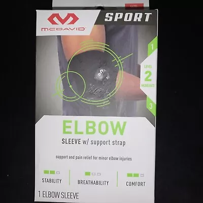 BRAND NEW McDavid Sport Elbow Compression Knit Sleeve W/ Support Strap S/M BLACK • $13.22