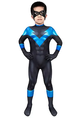 Batman Under The Red Hood Nightwing Jumpsuit Kids Halloween Cosplay Costume • $132.04