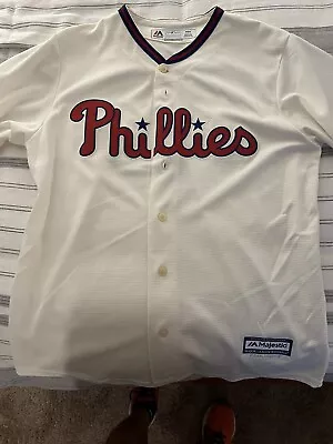 Majestic Cool Base Phillies Cream Jersey Medium • $50