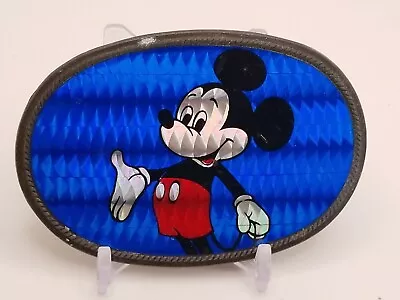 Vintage Mickey Mouse Belt Buckle Prismatic PAYAN LENDO Tijuana Mexico TV Movie • $39.95