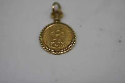 Vintage 1945 Dos Peso Gold Coin In 14k Bezel A1 • $299.99