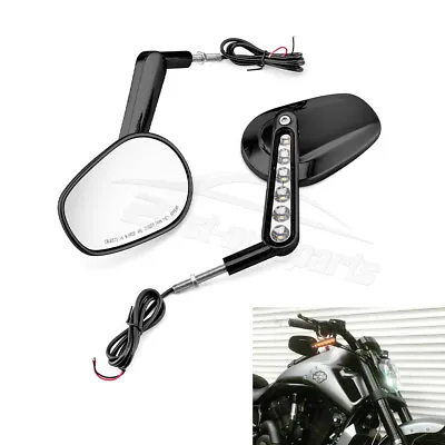 Black Rear View Mirrors LED Turn Signals Fit For Harley VROD V-Rod Muscle VRSCF • $49.99