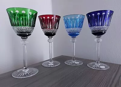 4pc Ajka Crystal Faberge Design XÉnia Wine  Goblets Hand Cut Crystal • $390