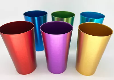 6 Anodized Spun Aluminum Tumblers Cups Rainbow Colors Possibly Vintage • $22