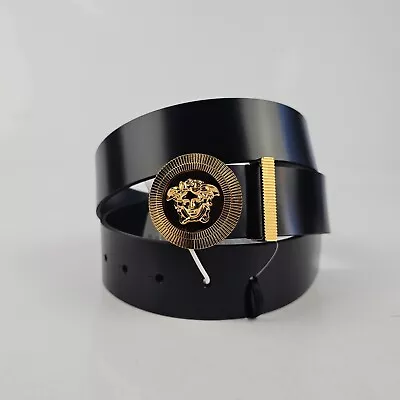 Versace Medusa Biggie Men's Black/Gold 40mm Leather Belt New • $439