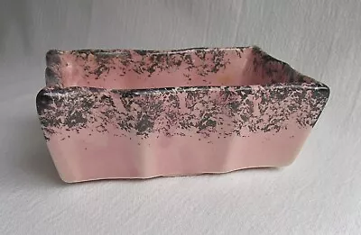 Vtg McCoy Pink Black Splatter Sponge Scalloped Pottery Planter Rectangular MCM • $14.95