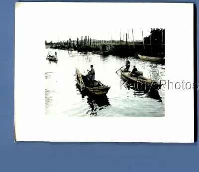 Found Vintage Photo D_5818 Hand Colored Photo Of People In Boats • $6.98