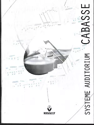 Renault Cabasse Systems Auditorium Operating Instructions 2001 Operating Instructions RN • $21.10