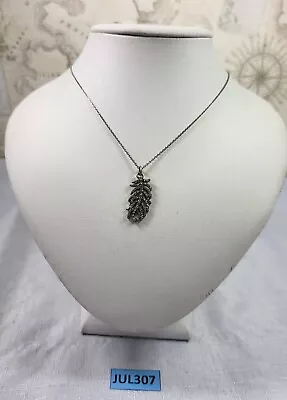 Silver Rhinestone Crystal Feather Pendant Necklace Costume Jewellery JUL307 • £4.49