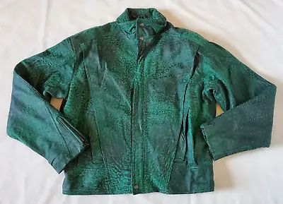 Wilson's Suede & Leather Jacket Men's L Green Black Full Zip Lined Pockets * • $100