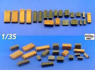 1/35 Ammunition Boxes & Crates Mix Military Scale Model Stowage Kit 6 • £9.99