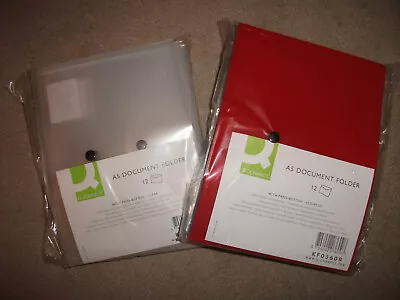 12 Or 24 A5 Popper Wallets - Plastic Document / Stud Wallets - Clear / Assorted • £6.99