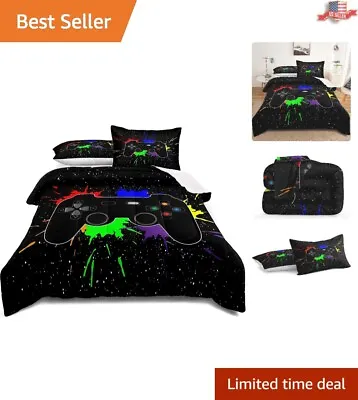 Gamer Comforter Set - Soft Microfiber - Colorful Buttons - Video Game Bedding • $65.97