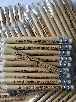 £3.95 • Buy PERSONALISED Pencils Laser Engraved For Weddings, Save The Date, ANY Message!