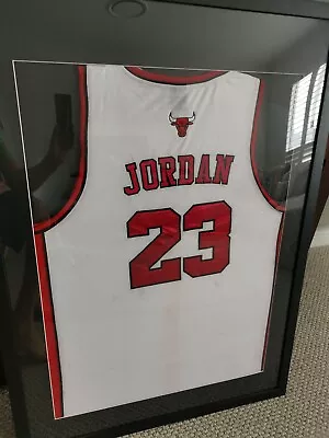 $4900 • Buy Michael Jordan Hand Signed Framed Chicago Bulls Jersey White COA 