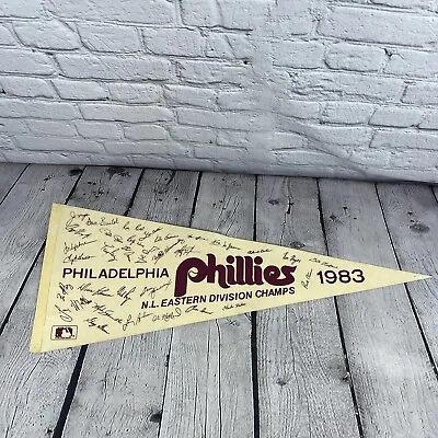 Vintage 1983 Philadelphia Phillies Nat Lg Champs Roster 29  Baseball Pennant Old • $20.99