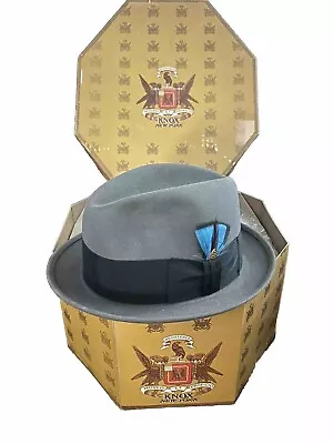 Vintage Royal Stetson Fedora Hat Mens 7 1/4 Gray Center Dent /box • $119.99