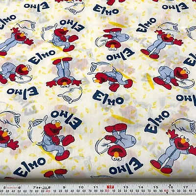 Vintage Bedtime Elmo Poly Blend Fabric By The Half Yard 18  X 45  • $6