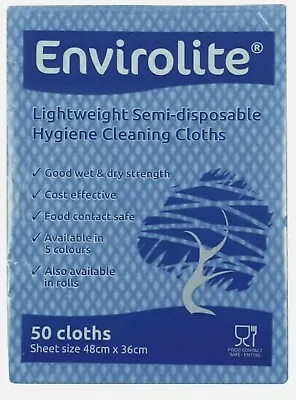 £8.99 • Buy All Purpose Cloths 2 X Pack Of 50 Envirolite Lightweight 480x360mm Blue 