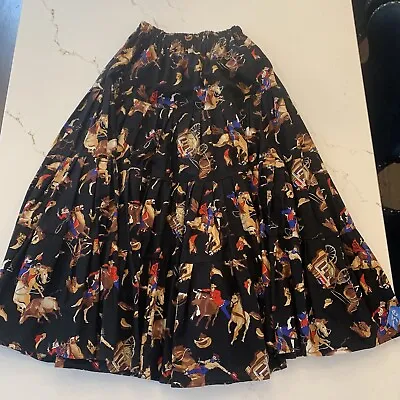 Vintage Western Rodeo Broom Skirt Ranch-wear Woman’s Size Med Made In New Mexico • £57.84