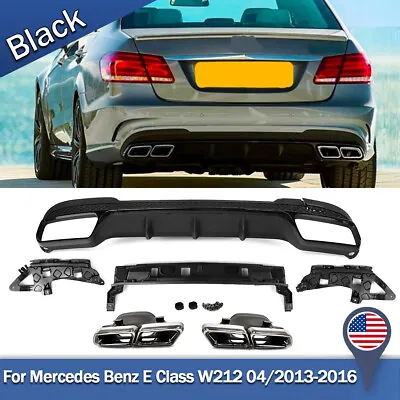 For Mercedes W212 E63 E Class 13-2016 Rear Diffuser E63 AMG Look W/Exhaust Tips • $312.54