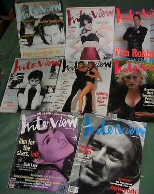 8 1990’s Andy Warhol’s Interview Magazines:whoopietom Hanksmia Farrowkd Lang • $35