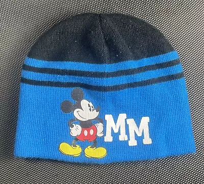 Disney Mickey Mouse MM Beanie Knit Winter Hat Blue Black Unisex Apparel Acrylic • $11