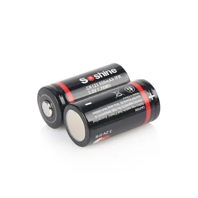 2x CR123 550mAh 3.2V Battery Lithium Rechargeable 16340 LiFePO4 Camera Batteries • £8.99