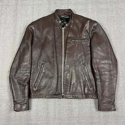 Vintage 60's Lesco Leathers Cafe Racer Jacket Brown Leather Men's Size Large 40 • $219.96