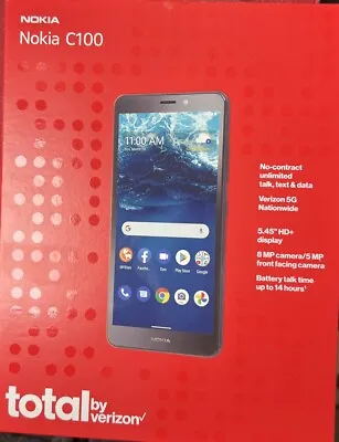 TOTAL BY VERIZON NOKIA C100 32GB Blue - Prepaid Smartphone • $24.99