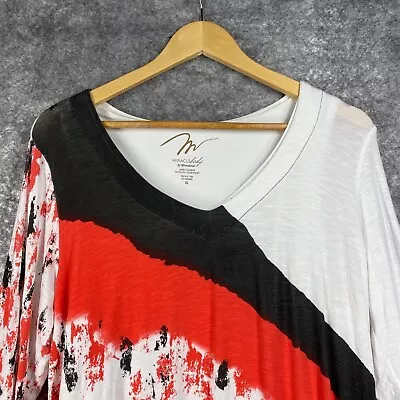 MiracleBody Shirt Womens XL White Paint Splatter Stripe Lux Art To Wear Abstract • $29.95