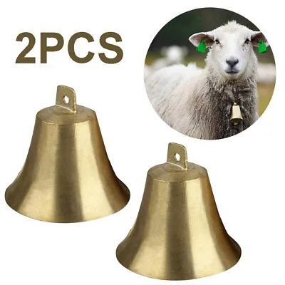 $12.35 • Buy 2PCS Brass Copper Bells Cow Horse Sheep Dog Animal Grazing Super Loud Farm