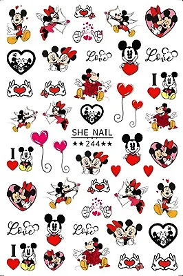 Valentine's Day Mickey Mouse Nail Art Stickers Transfers Decals-244 • $3