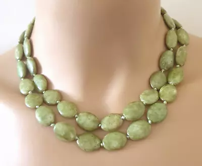 Vintage Scottish Iona / Connemara Marble Hand Knotted Double Strand Necklace • £21.69