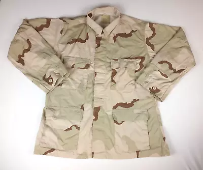 Genuine Issue US Military Fatigue Desert Tan Camo BDU Combat Field Jacket Large • $21.95