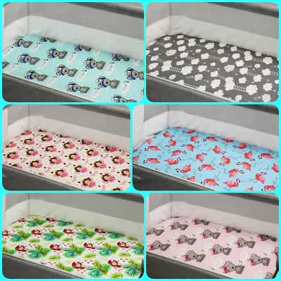 COT FITTED SHEET PATTERNED 100% Cotton FOR COT 60x120 Cm Stars Jungle Flowers • £4.99