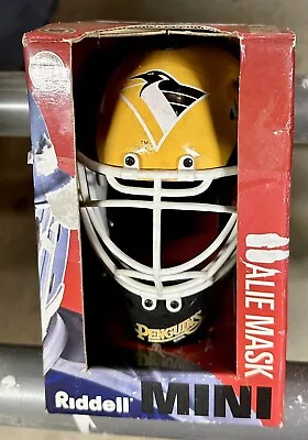 Rare Pittsburgh Penguins Mini Goalie Helmet Mask Riddell 1990s New In Box • $3