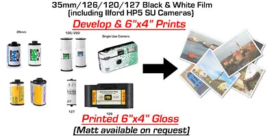 BLACK & WHITE FILM DEVELOP And 6x4 Prints - 35mm / 120/ 126 / 127 • £10