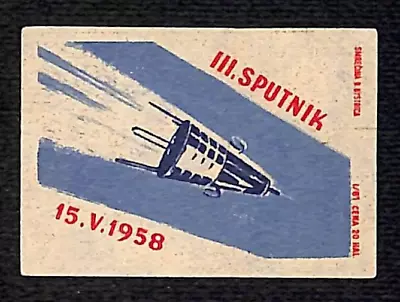 Vintage Matchbox Label Sputnik USSR Soviet Space Program C1958 • $7.99