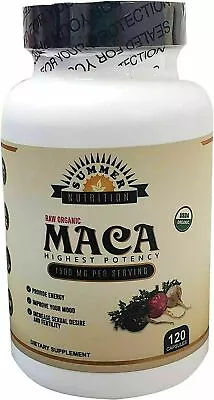 Organic Maca Root Black Red Yellow 1500 Mg - 120 Vegan Capsules Peru Maca • $8.99