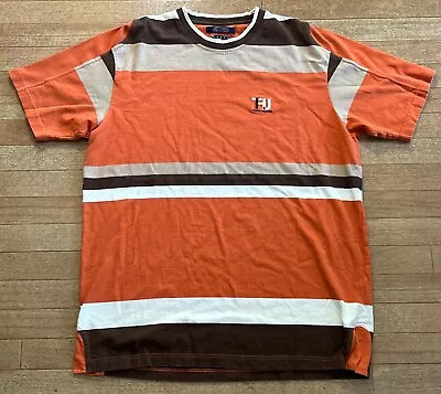 Tommy Jeans Shirt Mens L Tommy Hilfiger Short Sleeve Color Block Orange/Brown  • $14.99