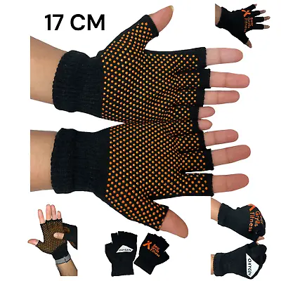£2.99 • Buy Fingerless Grip Thermal Black Gloves Half Finger Winter Gym Mens Women One Size