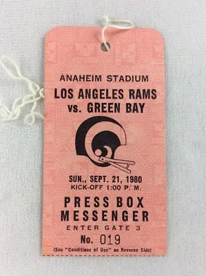 NFL 1980 09/21 Green Bay At LA Rams Press Box Credential-Vince Ferragamo • $8.95